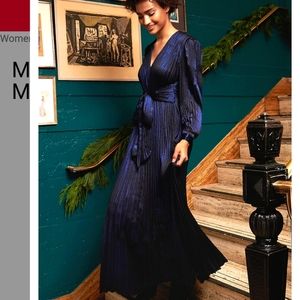 Express Metallic pleated tie front dress